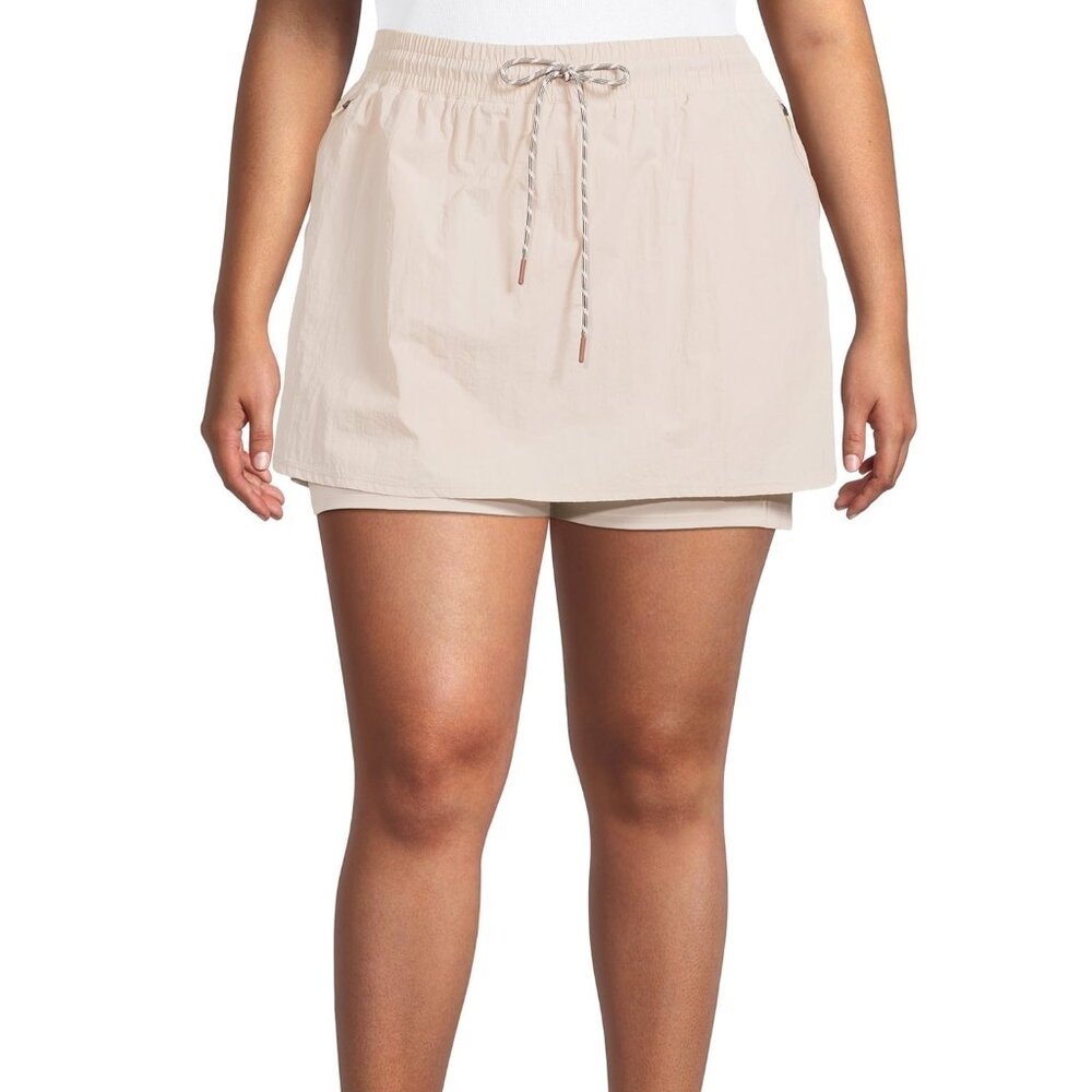 Avia Activewear Women's Plus Size Hike Skort With Drawstring - Beige, 2x, NWT